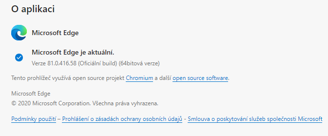 Verze Microsoft Edge